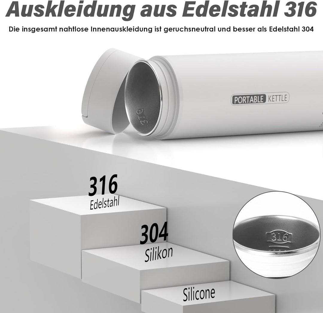 Elektrischer Reisewasserkocher Klein 500ML, Kleiner Wasserkocher Reise Schnelles Kochwasser Mini -Wa