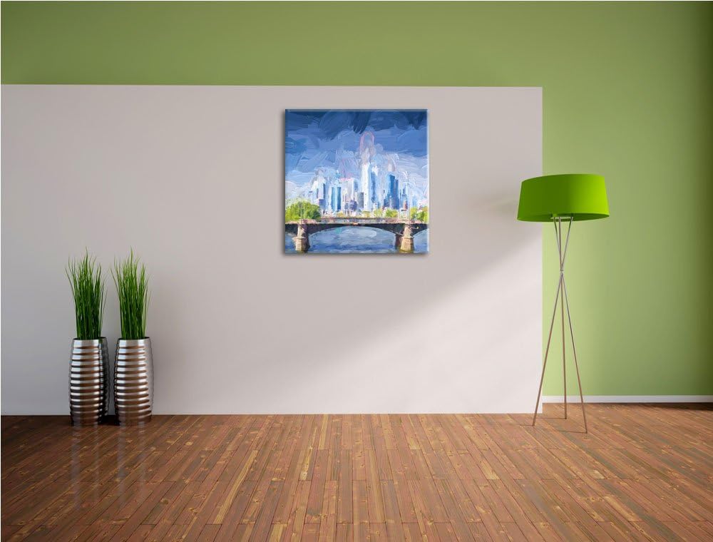 Pixxprint Skyline von Frankfurt am Main als Leinwandbild Quadratisch/Grösse: 70x70 / Wandbild/Kunstd