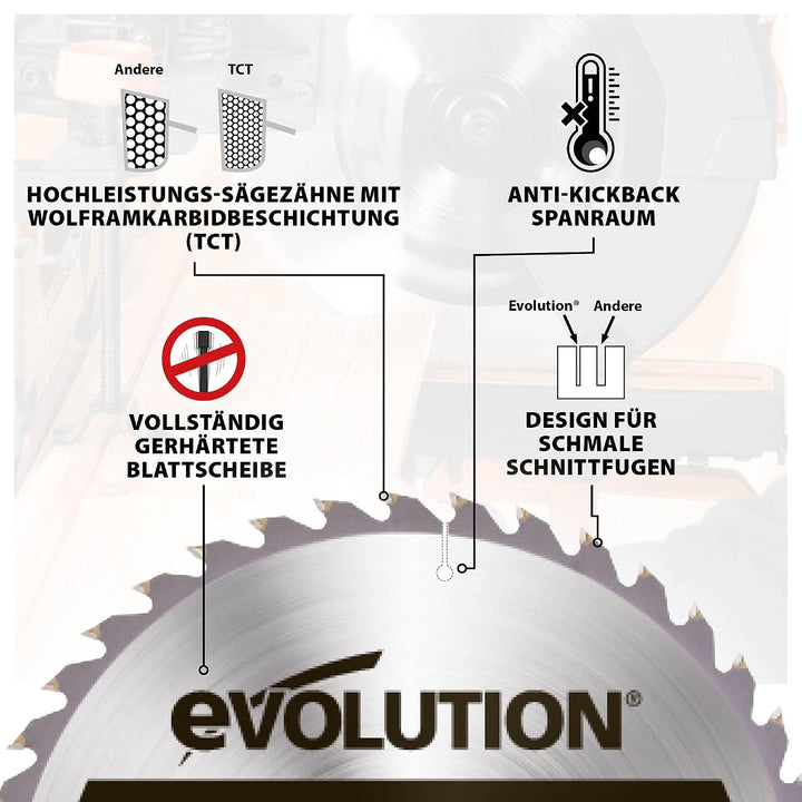 Evolution FW210TCT-40 - 210 mm feines Holzsägeblatt - Hartmetallbestücktes Sägeblatt mit 40 Zähnen l