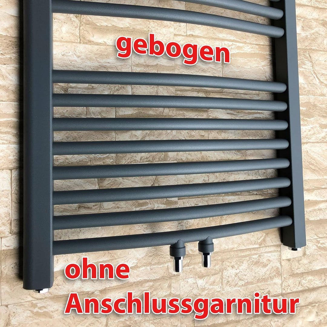 Badheizkörper 1600 x 750 mm gebogen Hochwertiger Handtuchheizkörper in Anthrazit Handtuchwärmer, 160