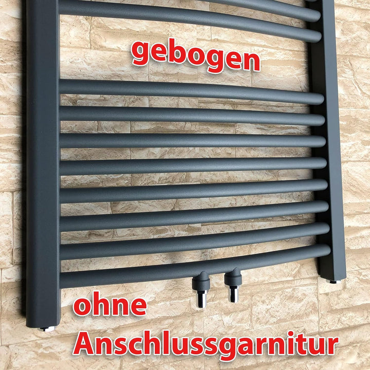 Badheizkörper 1600 x 750 mm gebogen Hochwertiger Handtuchheizkörper in Anthrazit Handtuchwärmer, 160