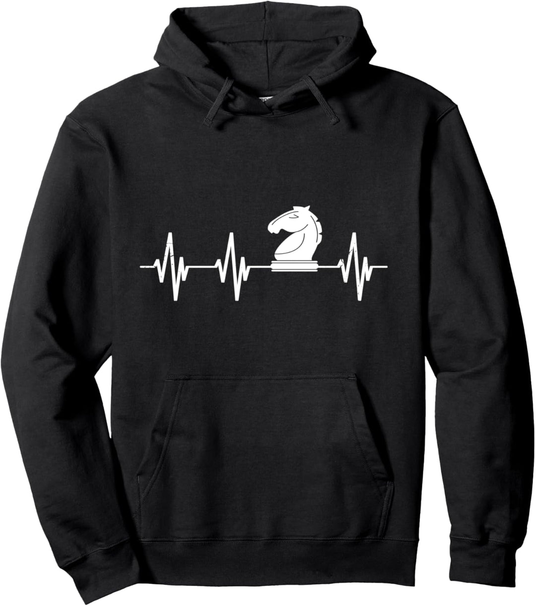 Herzfrequenz Schachfigur Schachspieler Herzschlag Pulslinie Pullover Hoodie