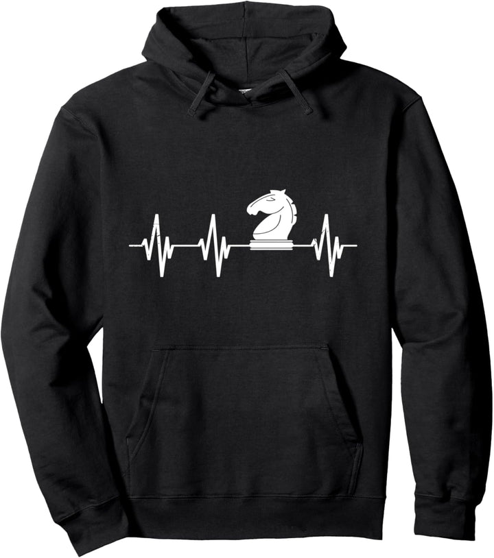Herzfrequenz Schachfigur Schachspieler Herzschlag Pulslinie Pullover Hoodie