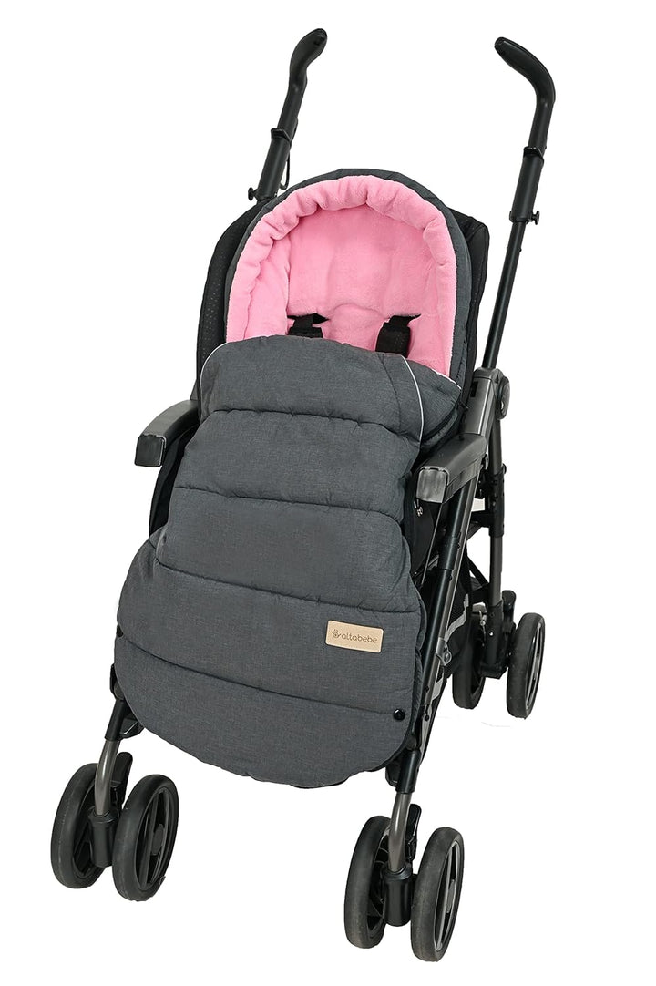 Altabebe AL2281P-78 Winterfusssack für Kinderwagen und Buggy, dunkelgrau/rosa, Dunkelgrau/Rosa