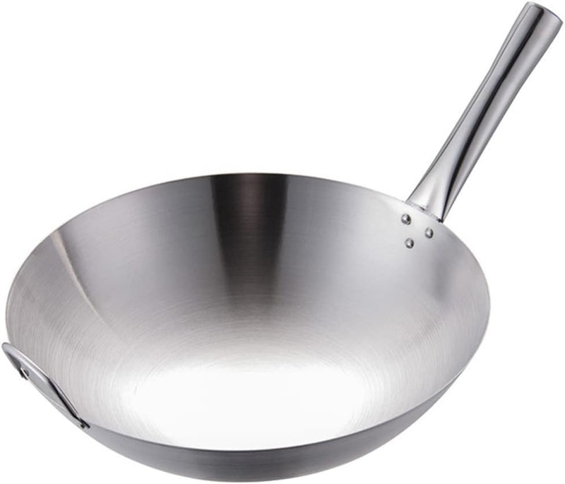 Cabilock Edelstahl-Wok Verschleissfeste Wokpfanne Camping-Wok-pfanne Bratpfanne Japanische Woks Rest