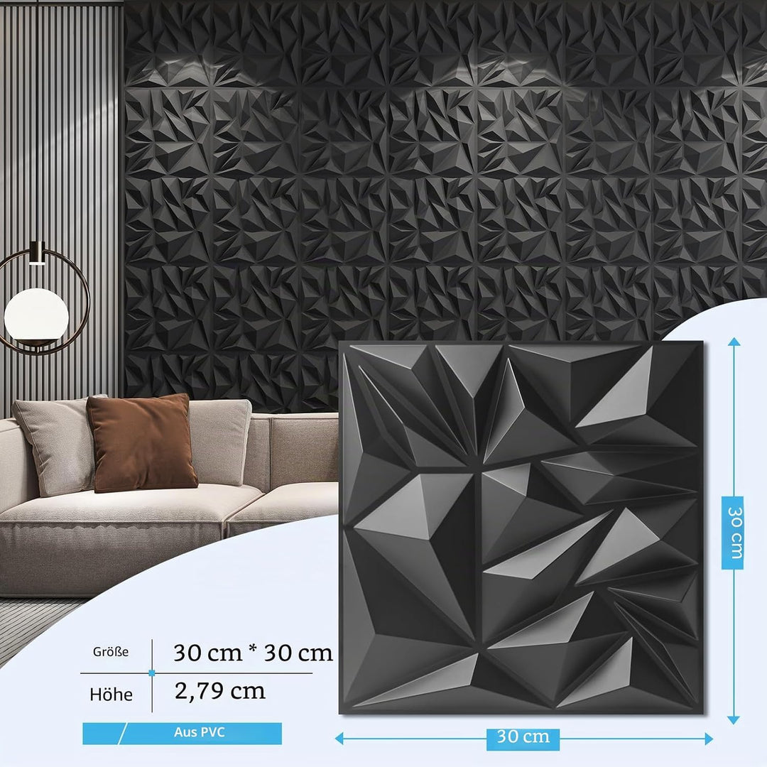 Art3d 3D-Wandpaneele für Innendekoration, moderne Diamant-strukturierte Akzentpaneele für Gaming, Wo