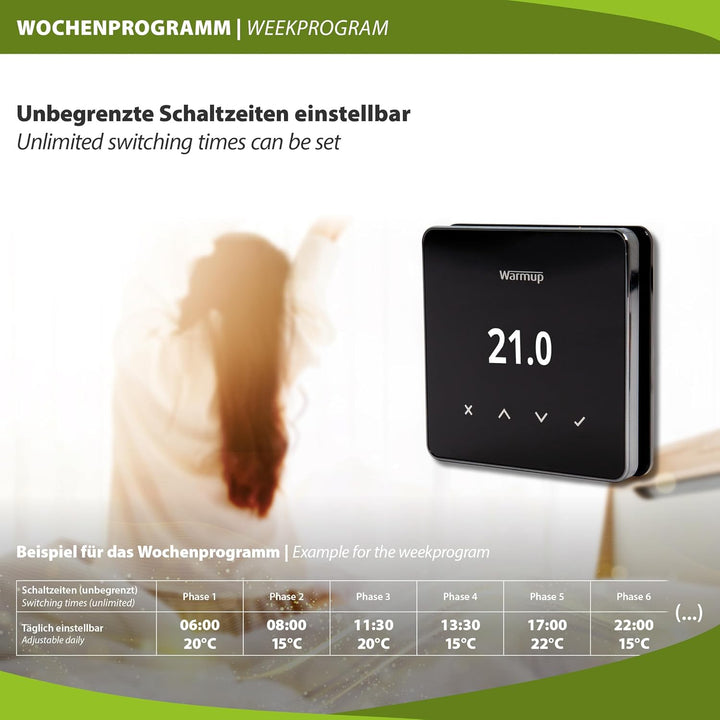 Mi-Heat Warmup Element Smart WiFi Thermostat Raumregler für Fussbodenheizung, Elektro Heizung, Farbe