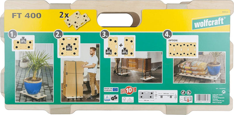 wolfcraft 5543000 Puzzle Boards Möbelroller ft 400, 2 Stück