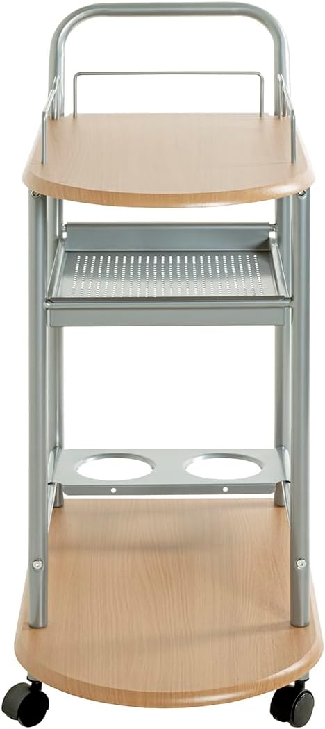 HAKU Möbel 40027 Küchenwagen,65 x 35 x 83 cm, alu/buche Alu-buche 65 x 35 x 83 cm, Alu-buche 65 x 35