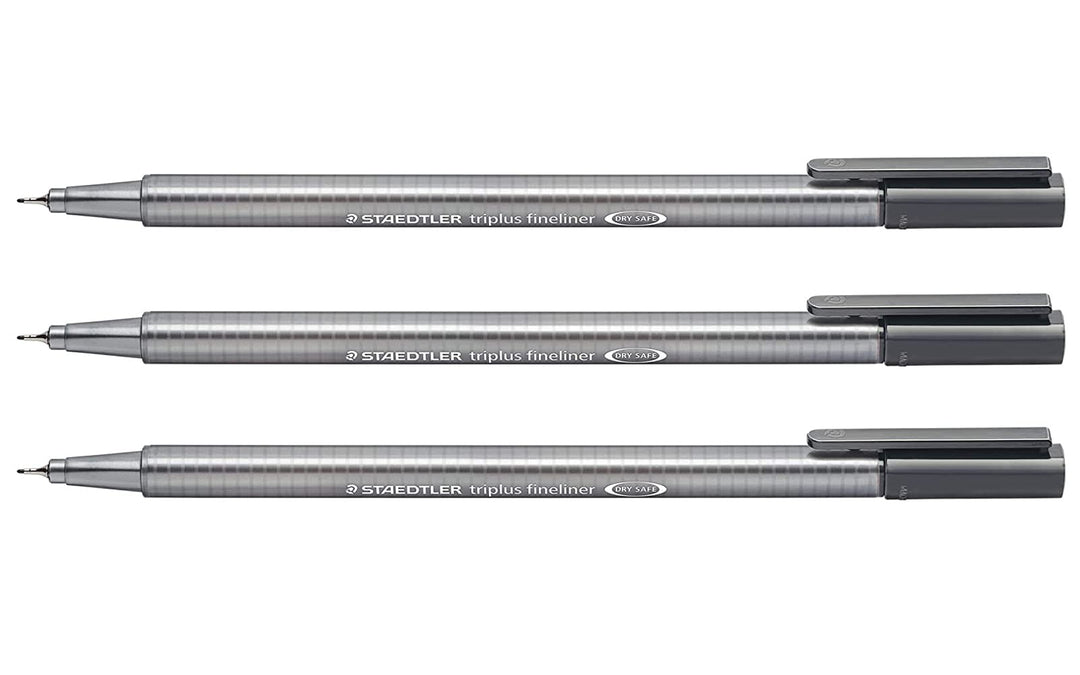 Staedtler Triplus Fineliner Pens gray color 3 Pcs./Pack, 3 Pcs./Pack