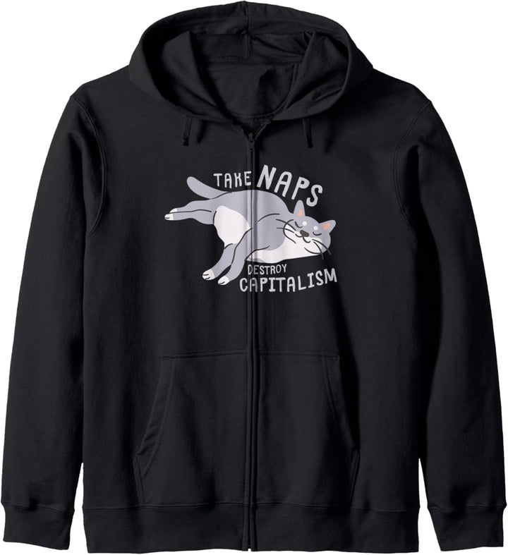 Take Naps, Destroy Capitalism – lustige kommunistische Katze Kapuzenjacke