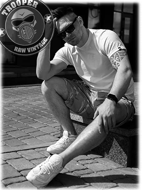 Trooper Cargo Shorts Herren – 100% Baumwolle, Robuste Militär Shorts mit vielen Taschen, Bequeme Out