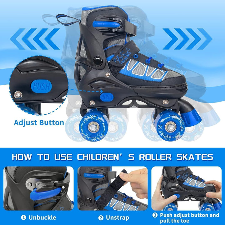 Nattork Kinder Rollschuhe für Mädchen, Jungen und Anfänger, 4 Grössen Verstellbare Rollschuhe mit Le