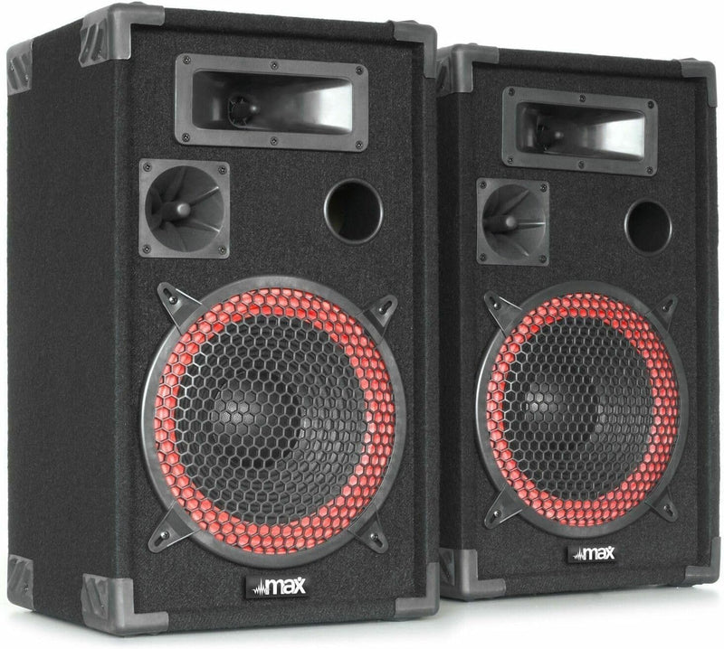 MAX XEN-3510 Passive PA Lautsprecher Set, 700 Watt Partyboxen Set, 10 Zoll Passiv, Disco, DJ Party L