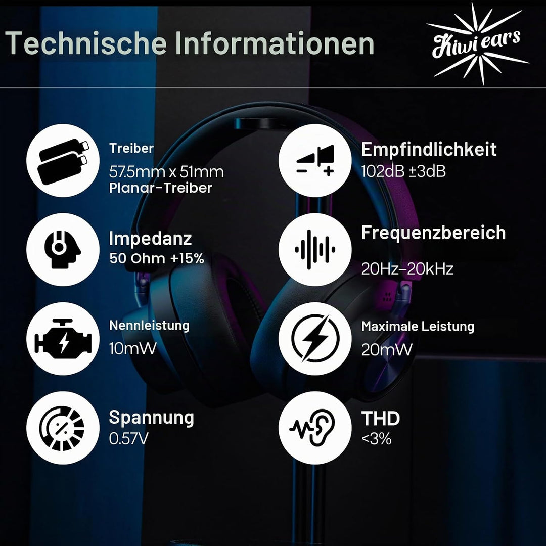 LINSOUL Kiwi Ears x Z Reviews: Serene Planar-Magnet-Treiber Over-Ear-Gaming-Kopfhörer, vollständig g