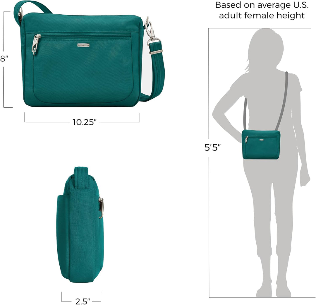 Travelon Diebstahlsicherung, klassisch, klein, East/West Crossbody Einheitsgrösse Fichte, Einheitsgr
