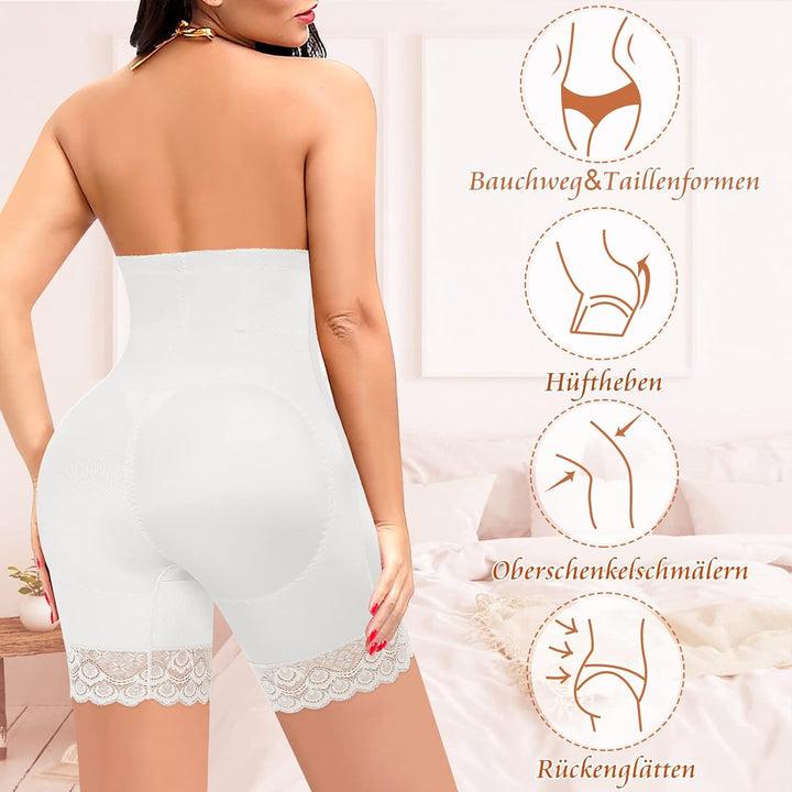 YARRCO Bauchweg Unterhose Damen Shapewear Spitze Miederhose Figurformende Unterwäsche Hohe Taille Mi