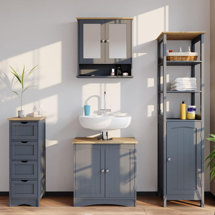 Vicco Bad Spiegelschrank Bianco, Grau, 56 x 58 cm, Grau