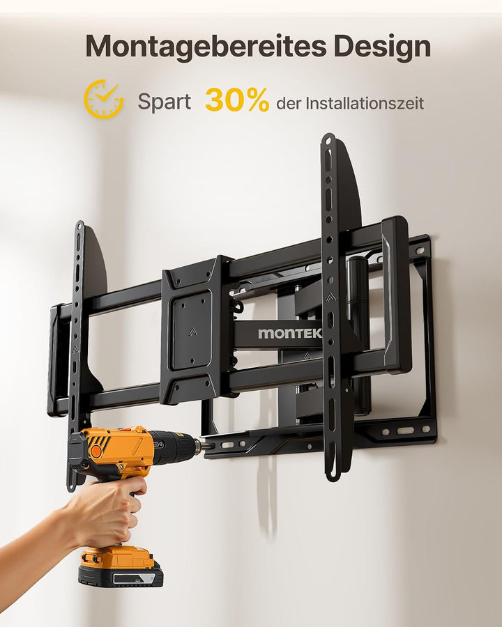 monTEK Full Motion TV Wandhalterung für 37–84 Zoll Fernseher bis 50kg, Wandhalterung Fernseher mit s