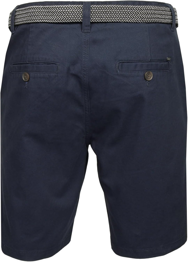 Xact Herren Premium massgeschneiderte Stretch Chino Shorts 34 Marineblau mit Gürtel, 34 Marineblau m