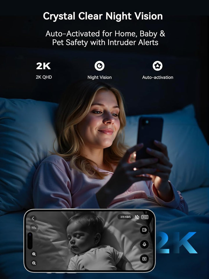 Outinput 2K Plug-in Mini Überwachungskamera Innen, WLAN Indoor Kamera mit IR-Nachtsicht, Hundekamera
