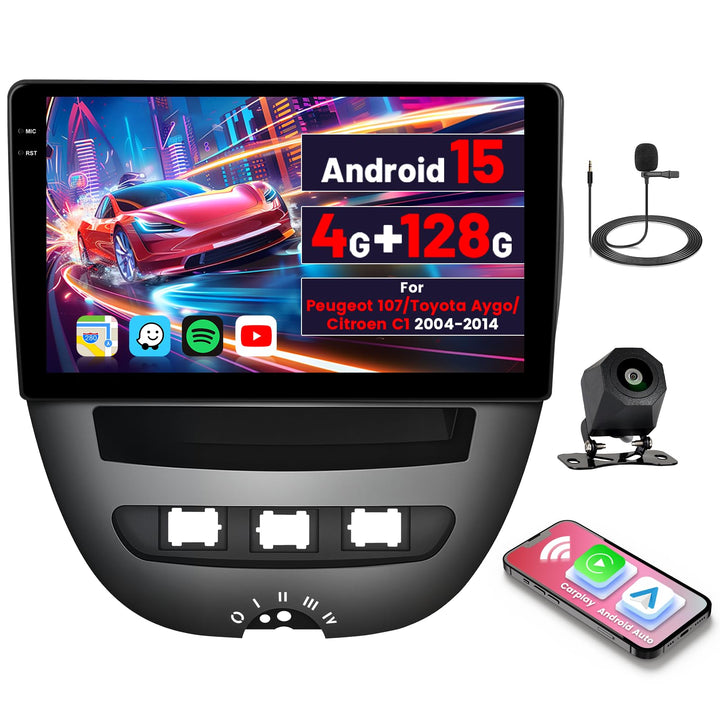 [4G+128G]Inefala Android 15 Autoradio für Peugeot 107/Toyota Aygo/Citroen C1 2004-2014 mit Wireless