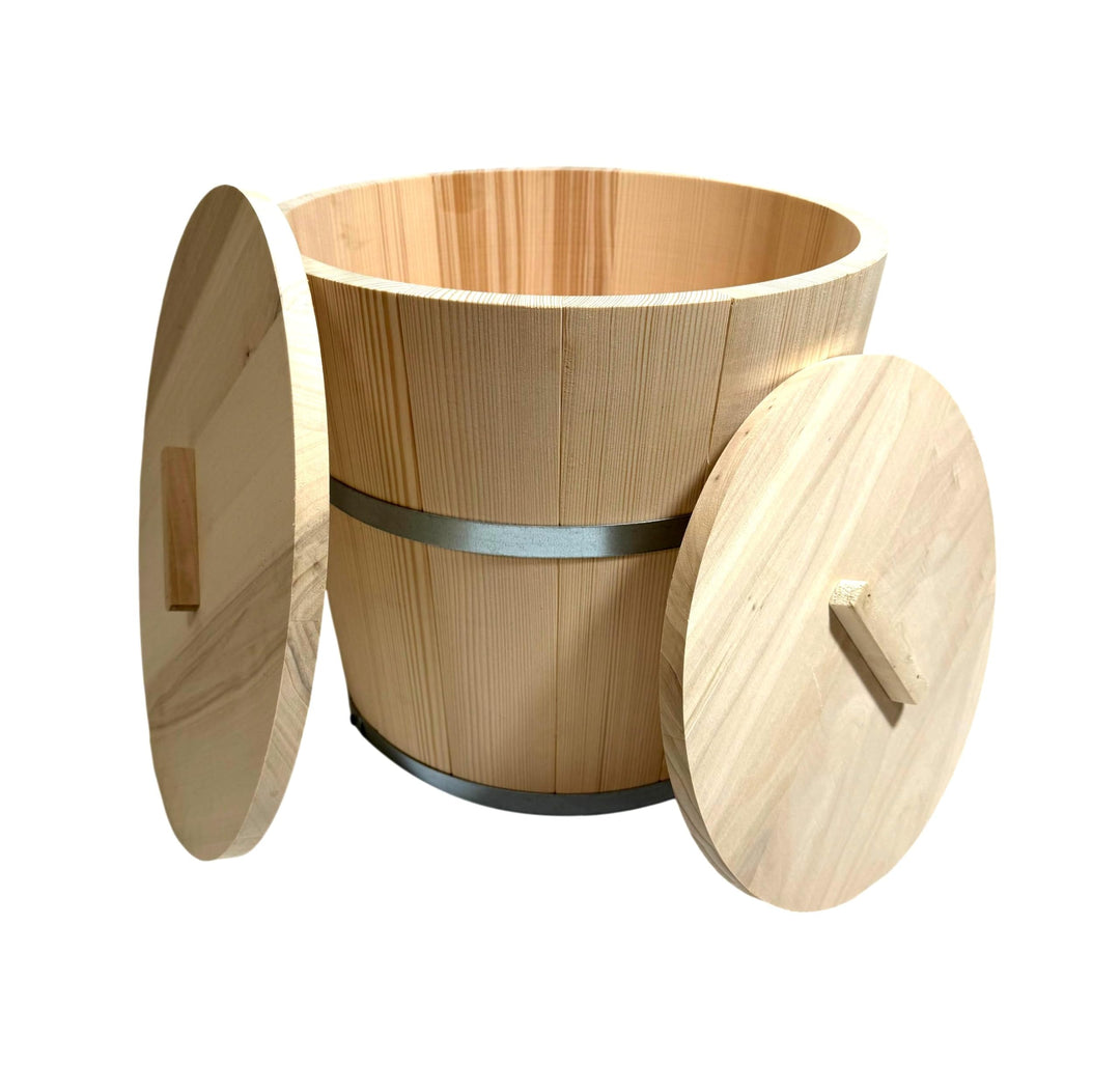 Wooden World – Holzeimer mit 2 Deckeln zum Fermentieren von Sauerkraut und Gurken Fass für Sauerkrau