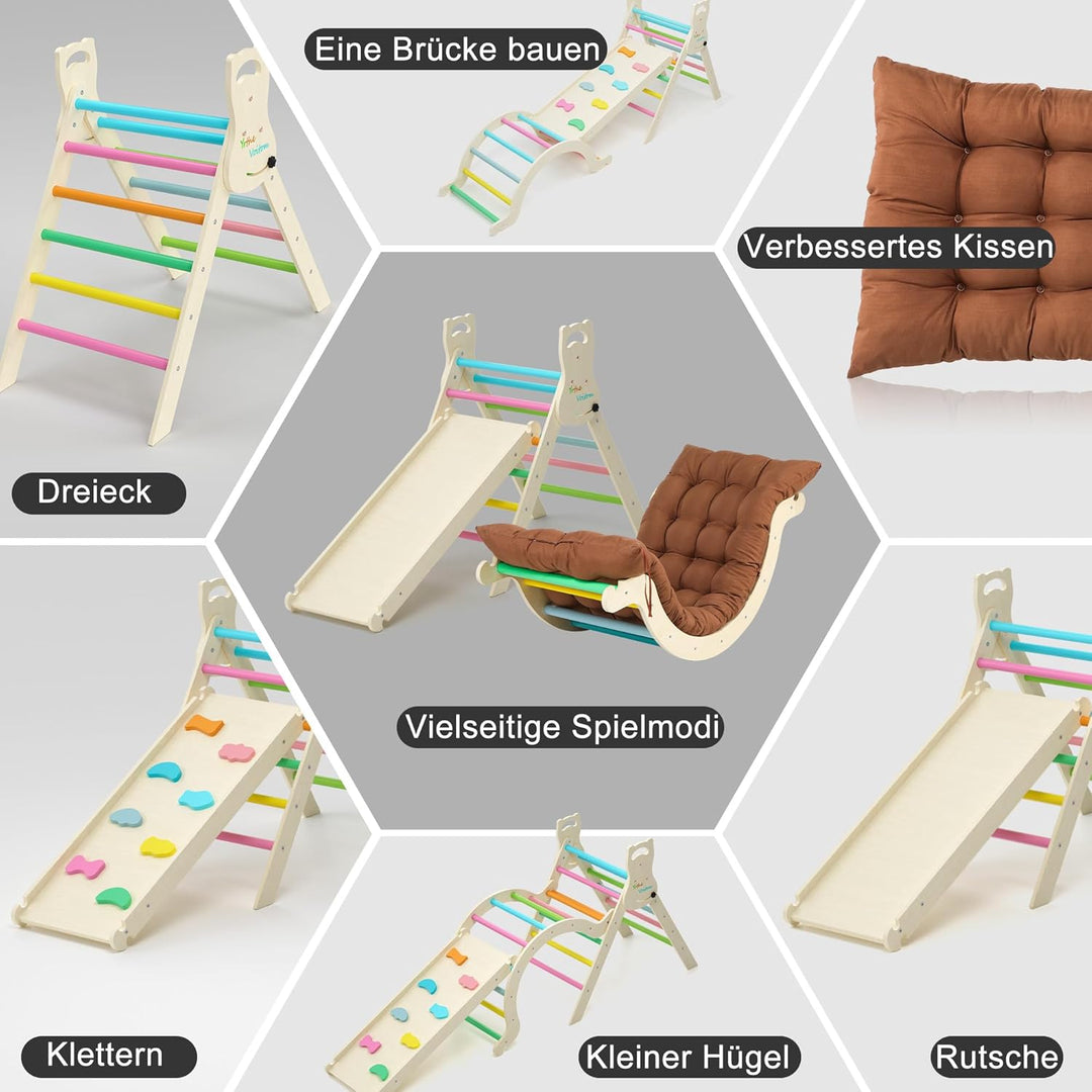 Yrthe Voitom Klettergerüst Indoor Montessori Spielzeug ab 1.5 2 3 4 + Jahr, Upgrade 7-in-1 Kletterdr