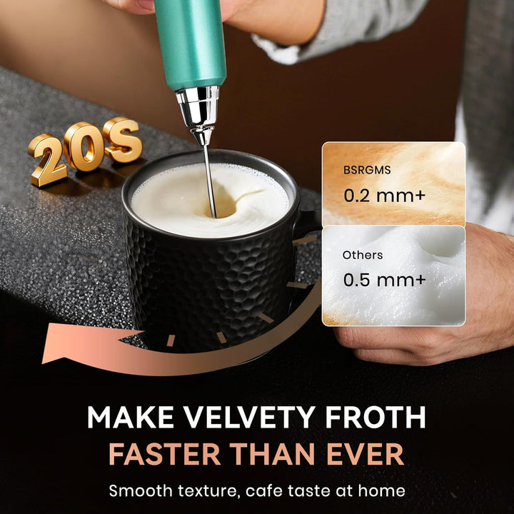 BSRGMS Milchaufschäumer Handheld für Kaffee, Elektrischer Schneebesen 3 Geschwindigkeit Einstellbar,
