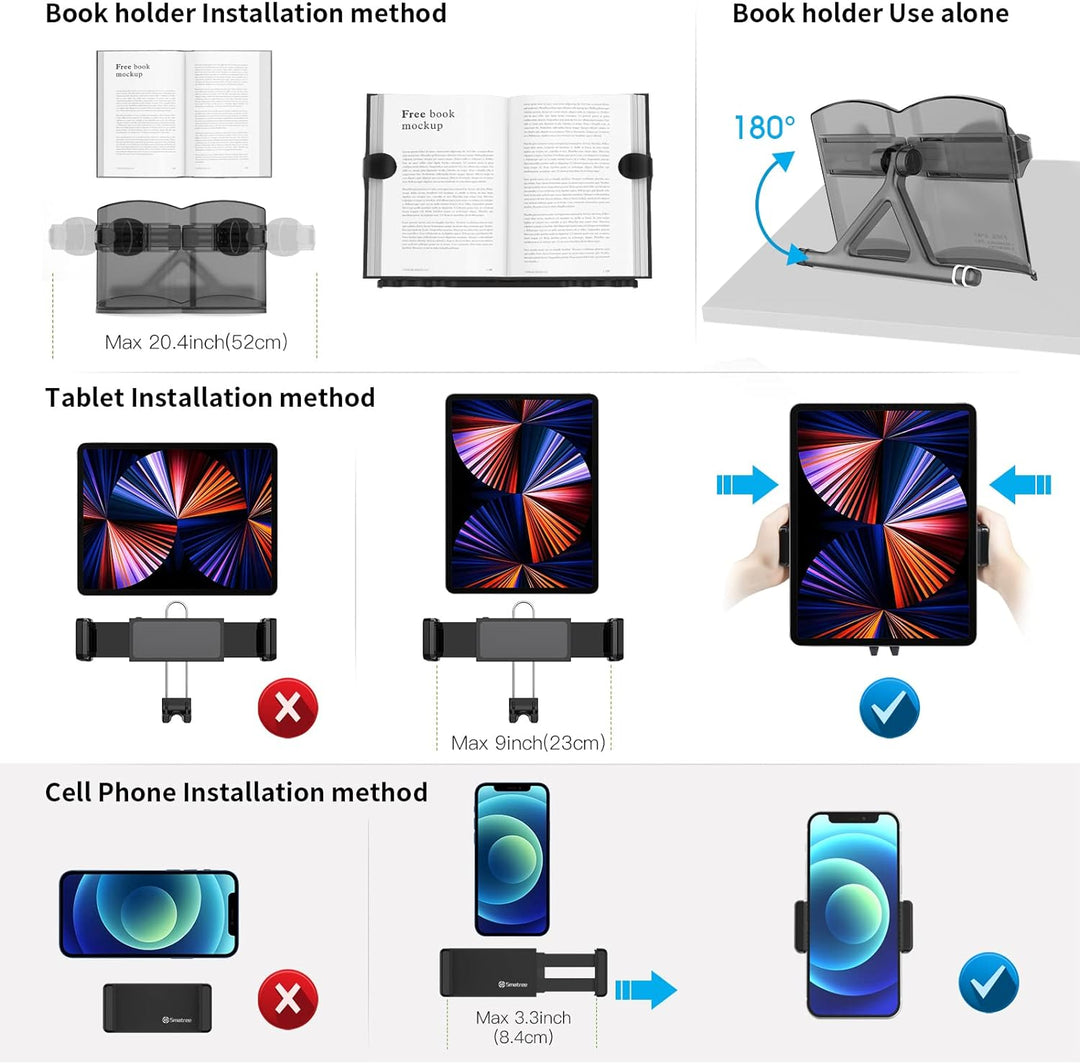 Smatree Notenständer iPad Floor Stand, iPad Mini 6 8,3 Zoll Mount Holder 360 Grad Drehbar Höhenverst