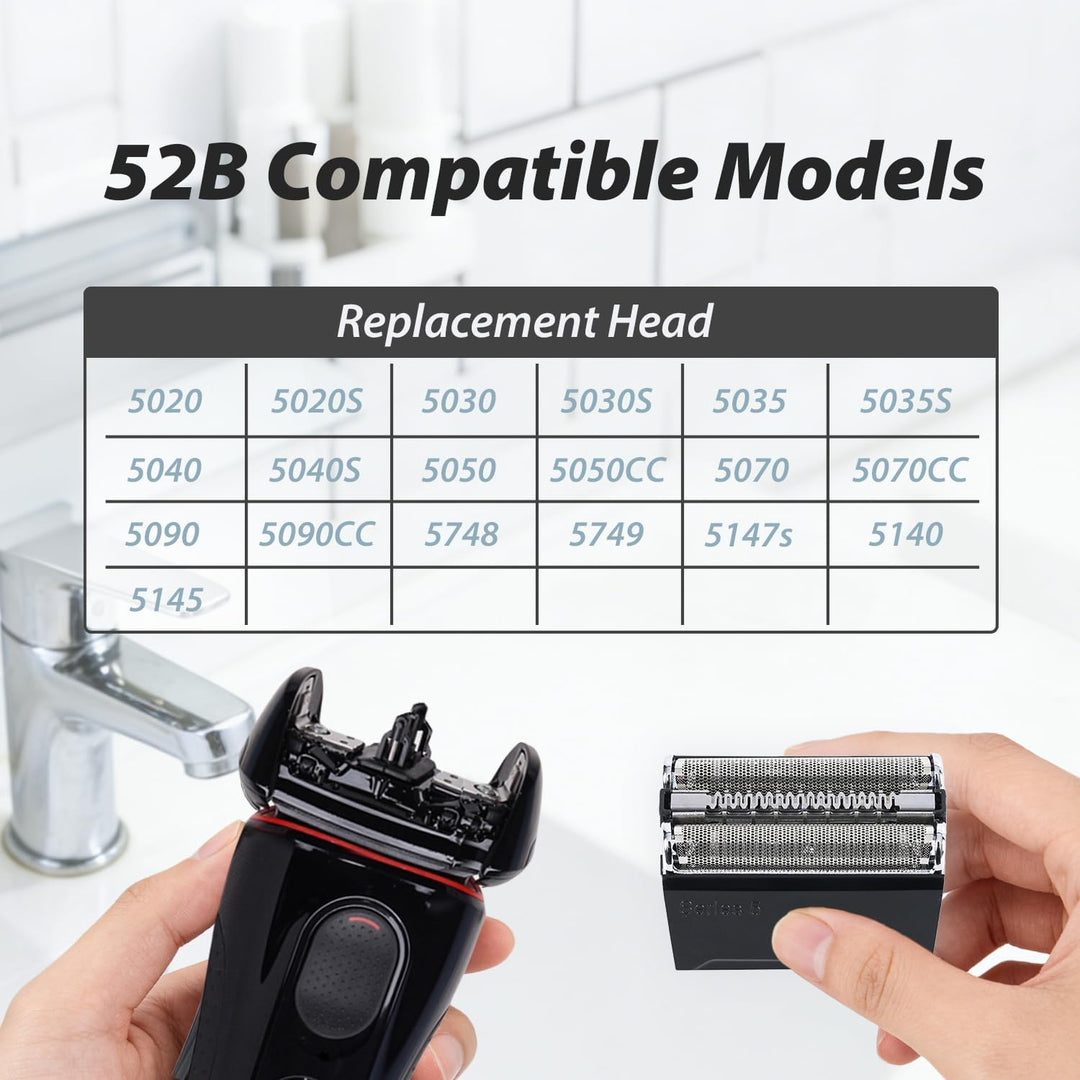 2 Pack 52B Ersatz Rasierkopf Kompatibel mit Braun Series 5 elektrischer Kopf Rasiermaschine, kompati