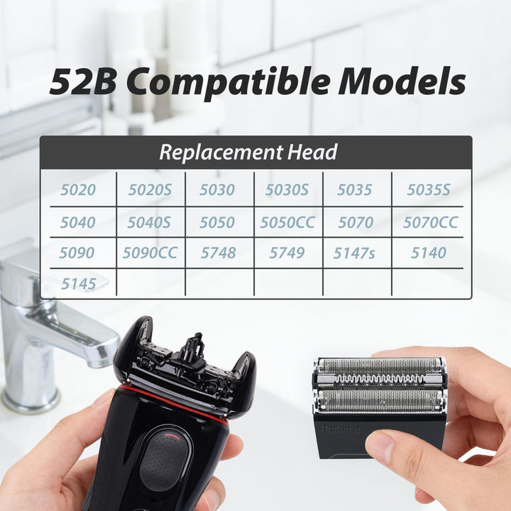 2 Pack 52B Ersatz Rasierkopf Kompatibel mit Braun Series 5 elektrischer Kopf Rasiermaschine, kompati