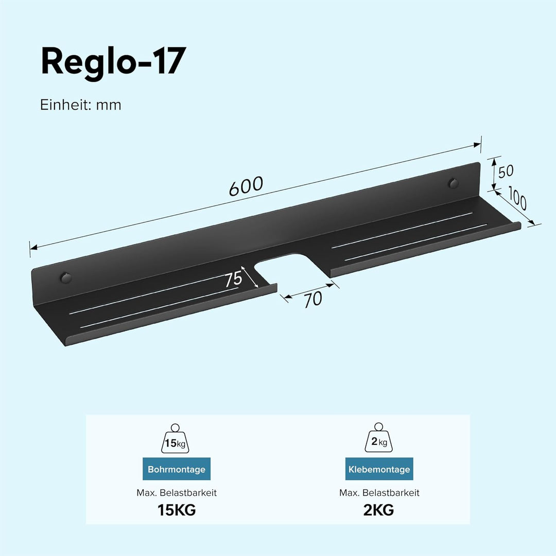 doporro Waschbecken Ablage 60 cm über dem Wasserhahn, Badezimmer Regal ohne Bohren oder zum Bohren,