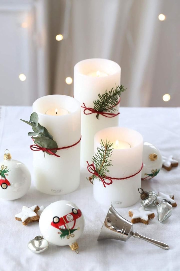 EDZARD Teelichthalter Corneliius (Ø 8 cm, H 18 cm) Teelicht tiefliegend - Kerzenständer Weiss für Te