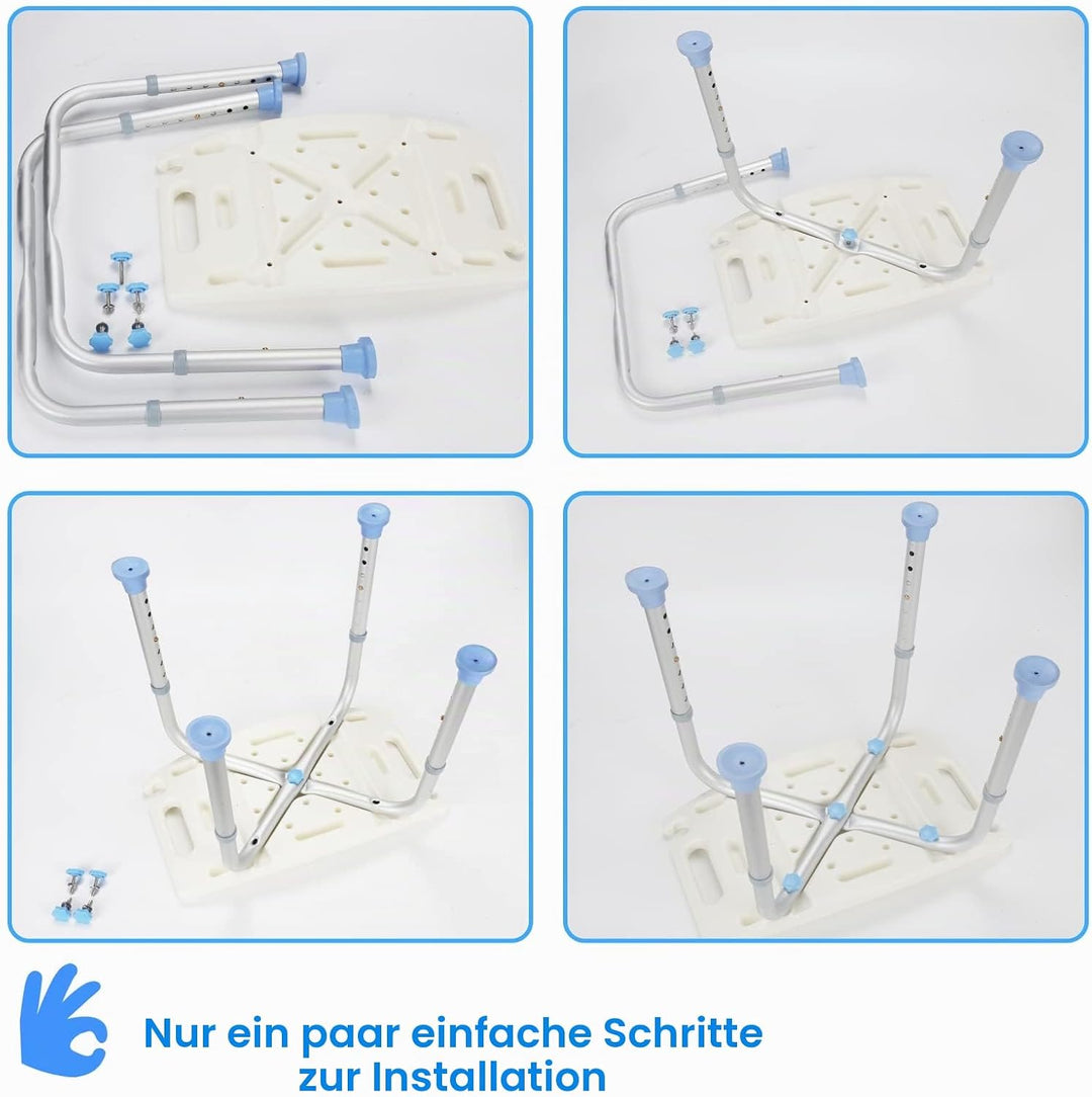 Sonnewelt Duschhocker Duschstuhl Belastung 136kg 8-Fach höhenverstellbar Badhockerund 35-55 cm Anti-