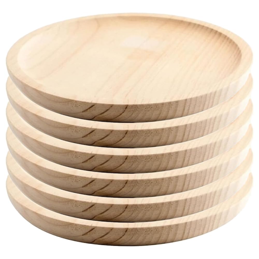 MGE - Holzteller Rund - Holzplatte - Fleischteller - Pizzateller - Schneidebrett - Kiefer - Set von