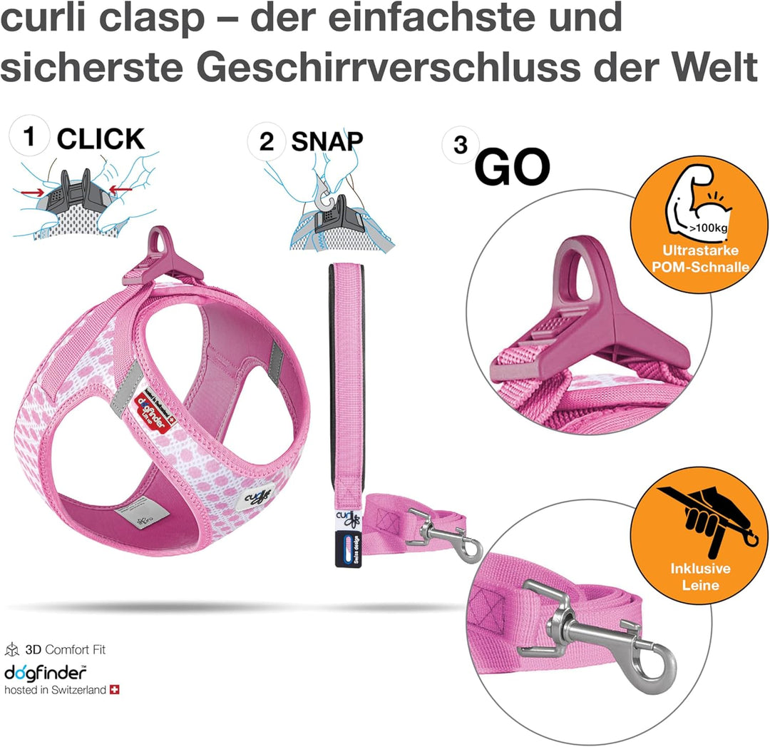 Vest Harness Air-Mesh Pink-Circles 3XS & Leash M 3XS Pink-Circles, 3XS Pink-Circles