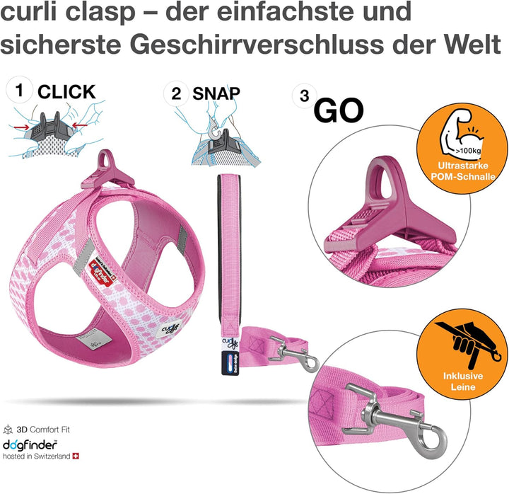 Vest Harness Air-Mesh Pink-Circles 3XS & Leash M 3XS Pink-Circles, 3XS Pink-Circles