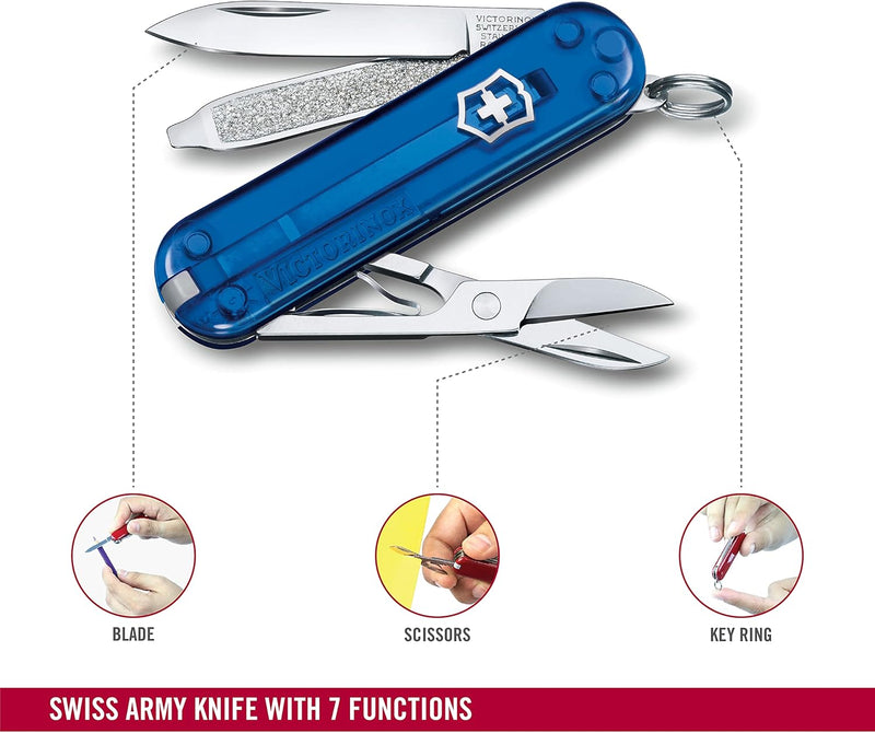 Victorinox Schweizer Taschenmesser, Klein, Classic SD, Multitool, Swiss Army Knife, Geschenk, 7 Funk