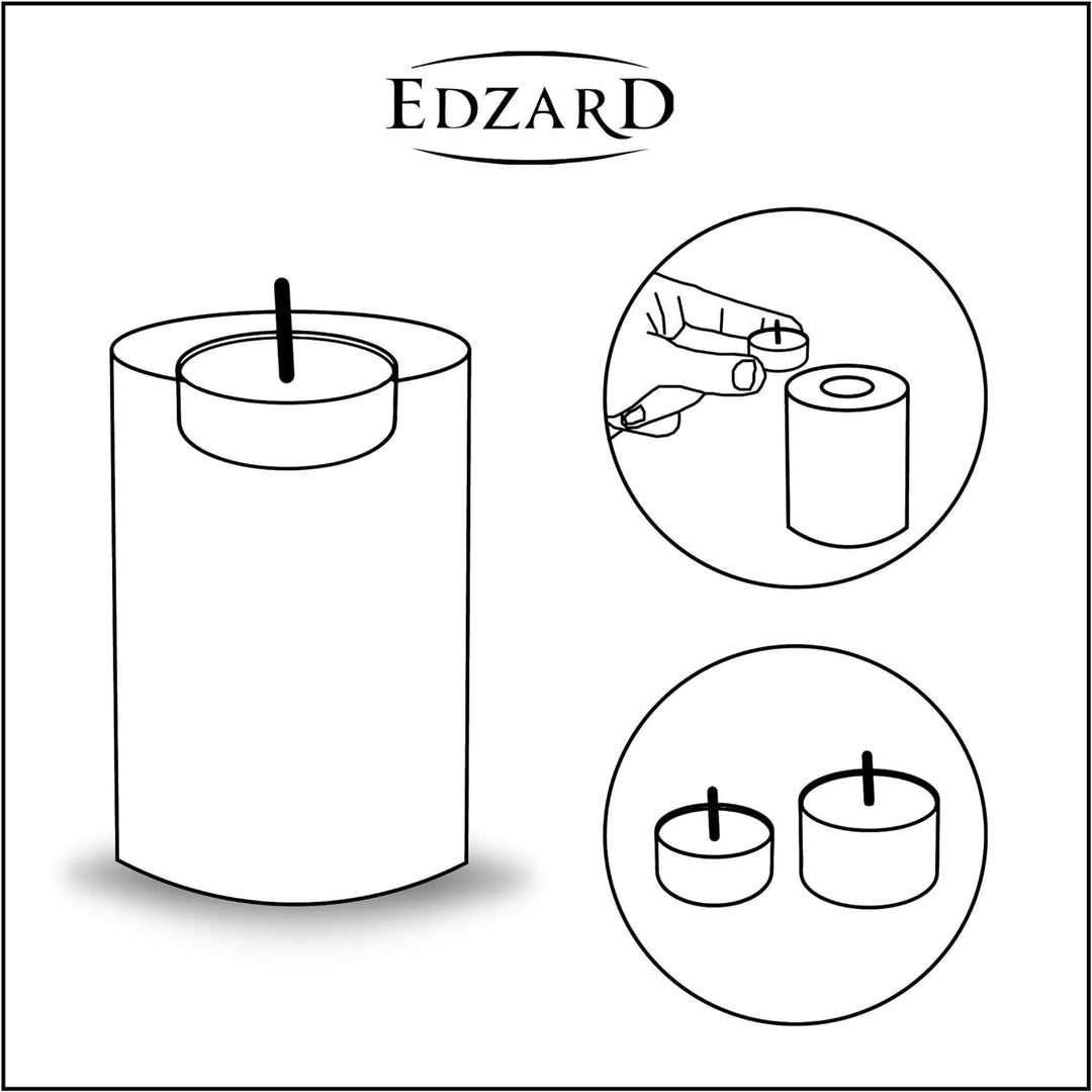 EDZARD Teelichthalter Corneliius (Ø 8 cm, H 18 cm) Teelicht tiefliegend - Kerzenständer Weiss für Te