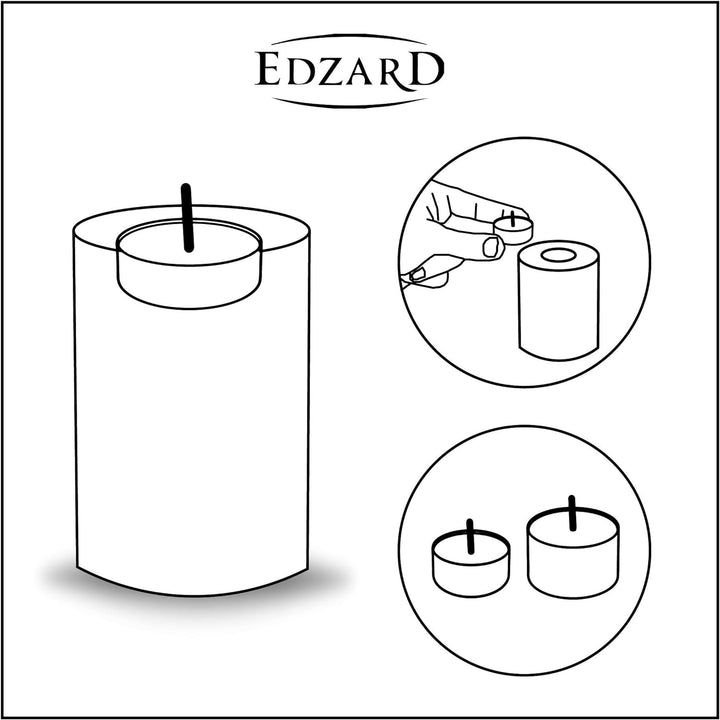 EDZARD Teelichthalter Corneliius (Ø 8 cm, H 18 cm) Teelicht tiefliegend - Kerzenständer Weiss für Te