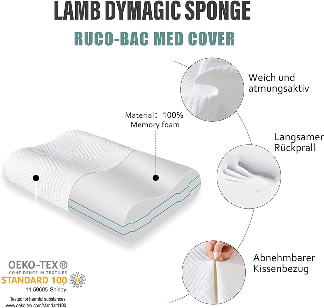 LAMB Höhenverstellbares Memory Foam Kissen, Ergonomisches Kissen | Nackenstützkissen, Seitenschlafki