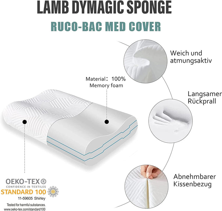 LAMB Höhenverstellbares Memory Foam Kissen, Ergonomisches Kissen | Nackenstützkissen, Seitenschlafki