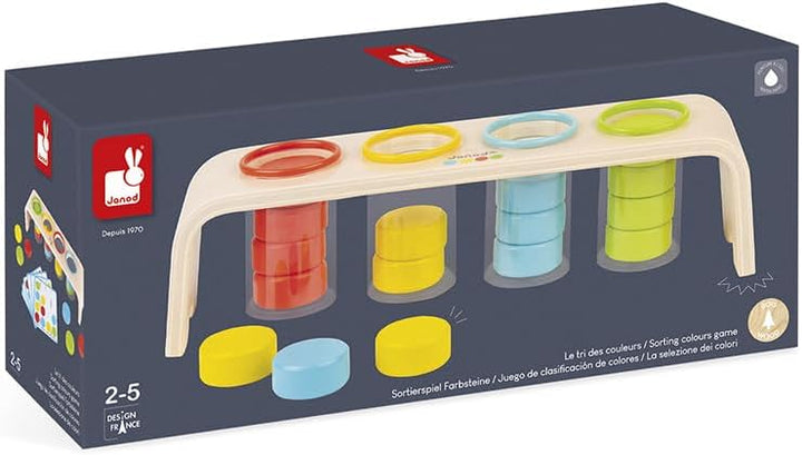 Janod - Essentiel - Sortieren der Farben - Lernspiel aus Holz Babys und Kleinkinder - Erlernen von F