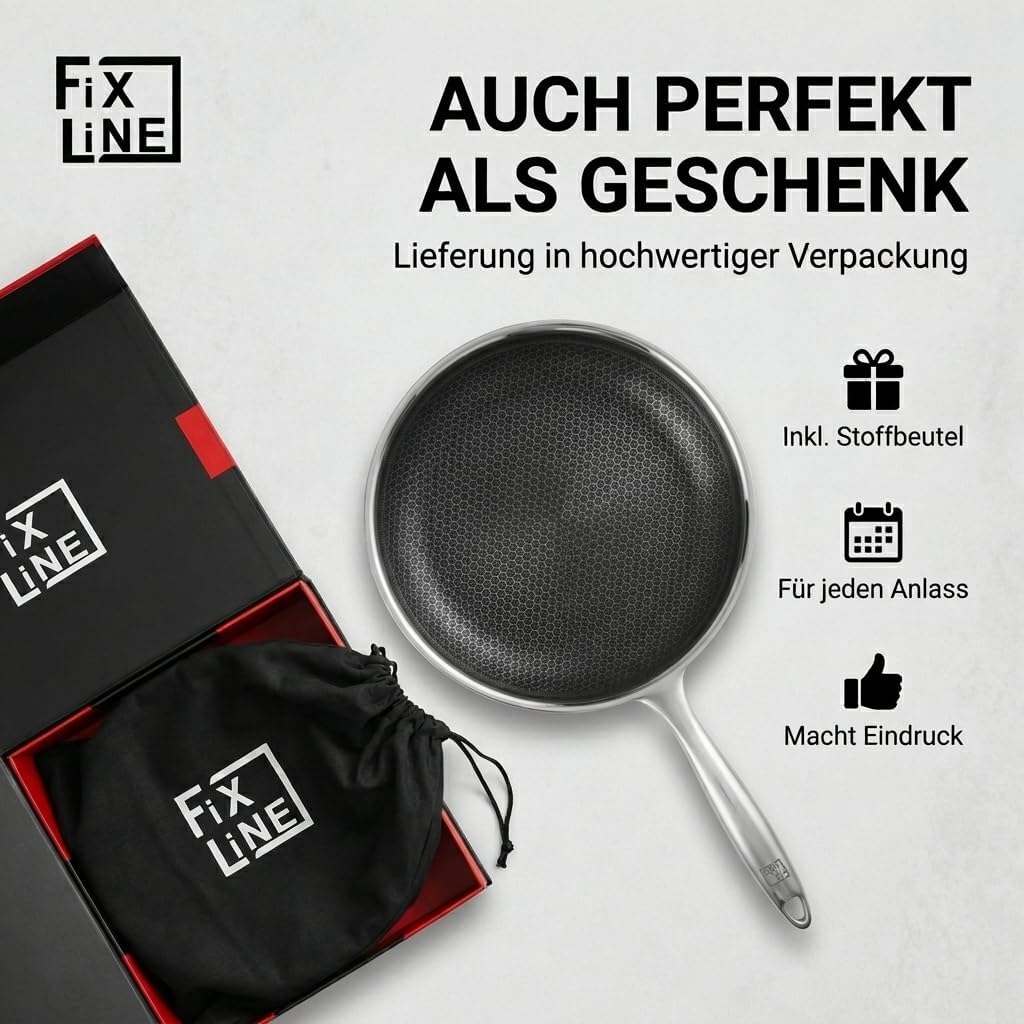 FIXLINE® Premium Wabenpfanne Ø24cm - alle Herdarten inkl. Induktion - Kratzfeste Antihaftbeschichtun