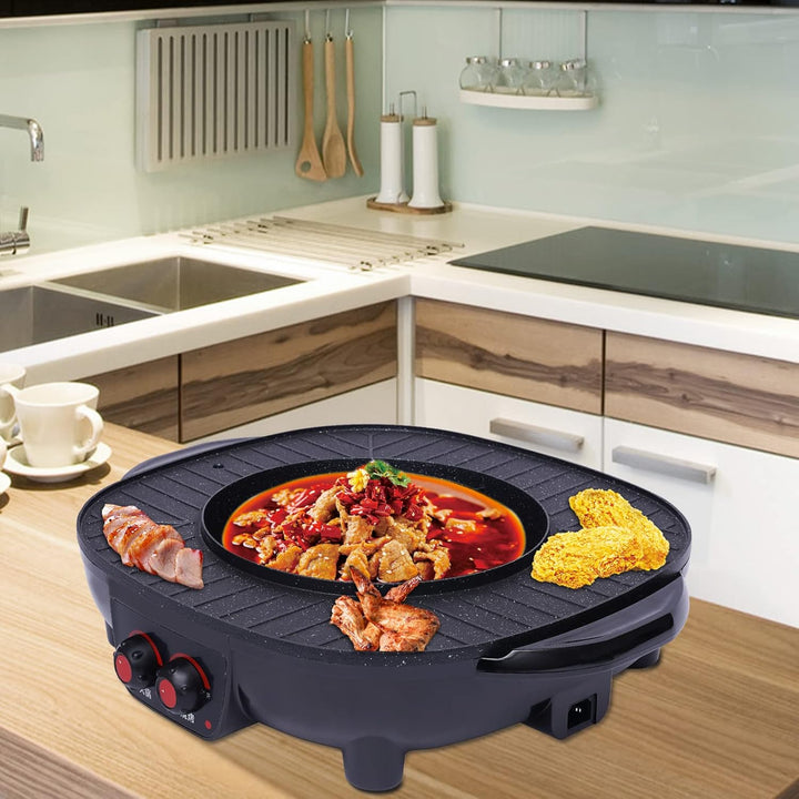 Hot Pot BBQ Elektro Hotpot Ofen Rauchfreie Grillpfanne Grillmaschine Multifunktions Elektro Grillpfa