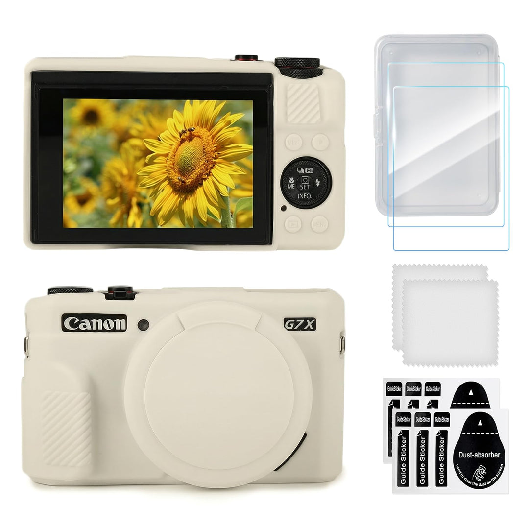 G7X II Kameratasche & LCD-Displayschutz-Zubehör-Set, weiche Silikonhülle für Canon Powershot G7X Mar