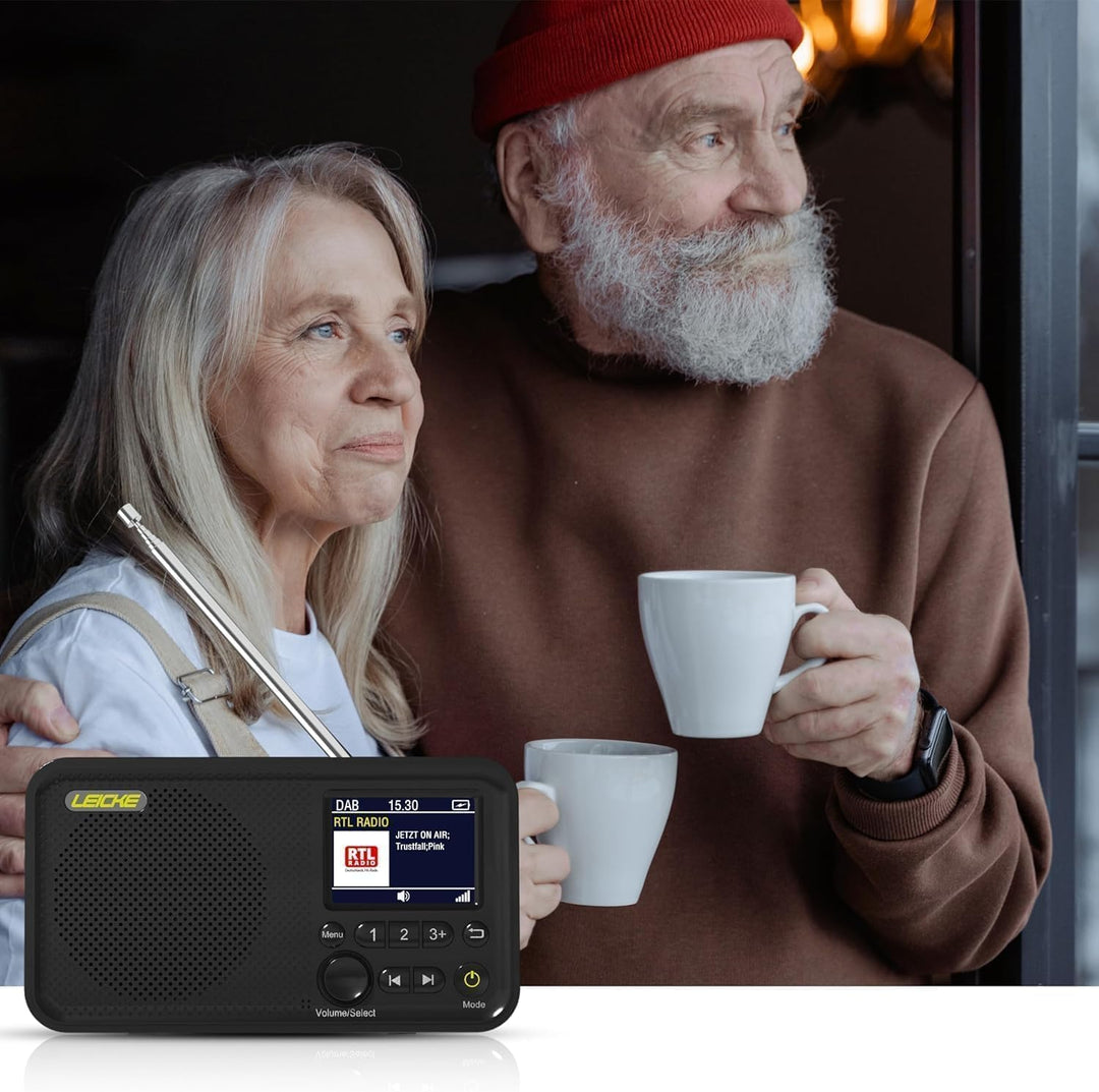 LEICKE tragbares DAB+ Radio mit Bluetooth 5.0 | DAB/DAB+ und UKW Radio, 2,4" Farbdisplay, 80 Voreins