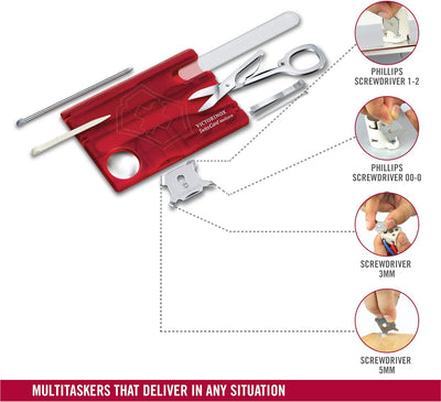 Victorinox, Multitool Karte, Swiss Card Nailcare, Taschenmesser, in Kreditkartenformat, 13 Funktione