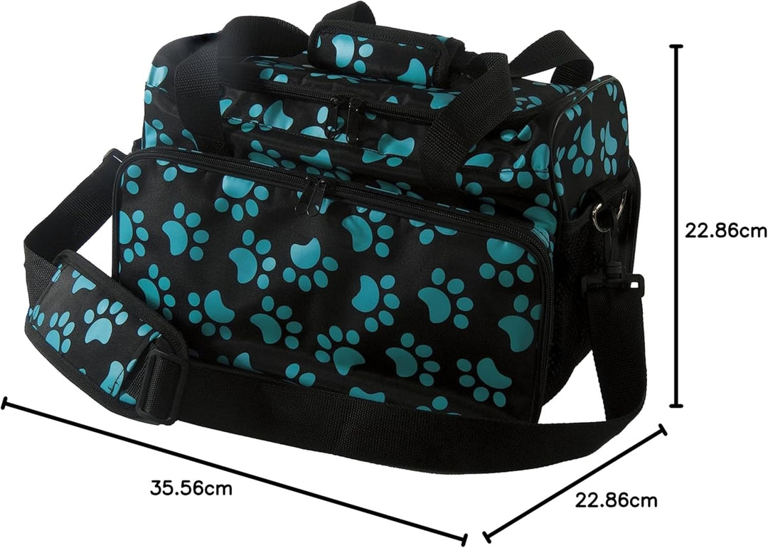 WAHL #97764-300 Reisetasche mit Reissverschluss, Pfotenabdruckmotiv, Türkis Reissverschluss-Reisetas
